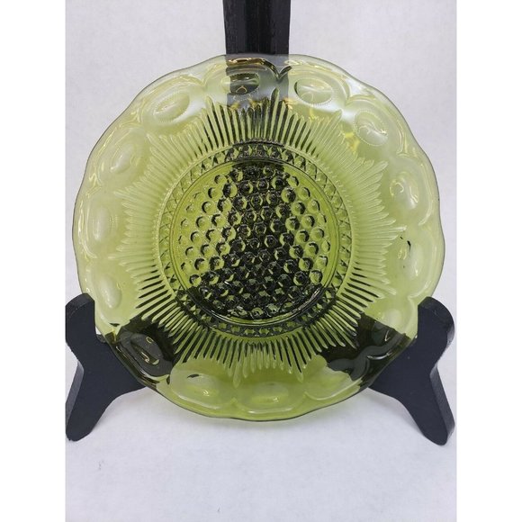 Green Indiana Glass Thumbprint Depression Glass Platter and Small Plate - Picture 8 of 8
